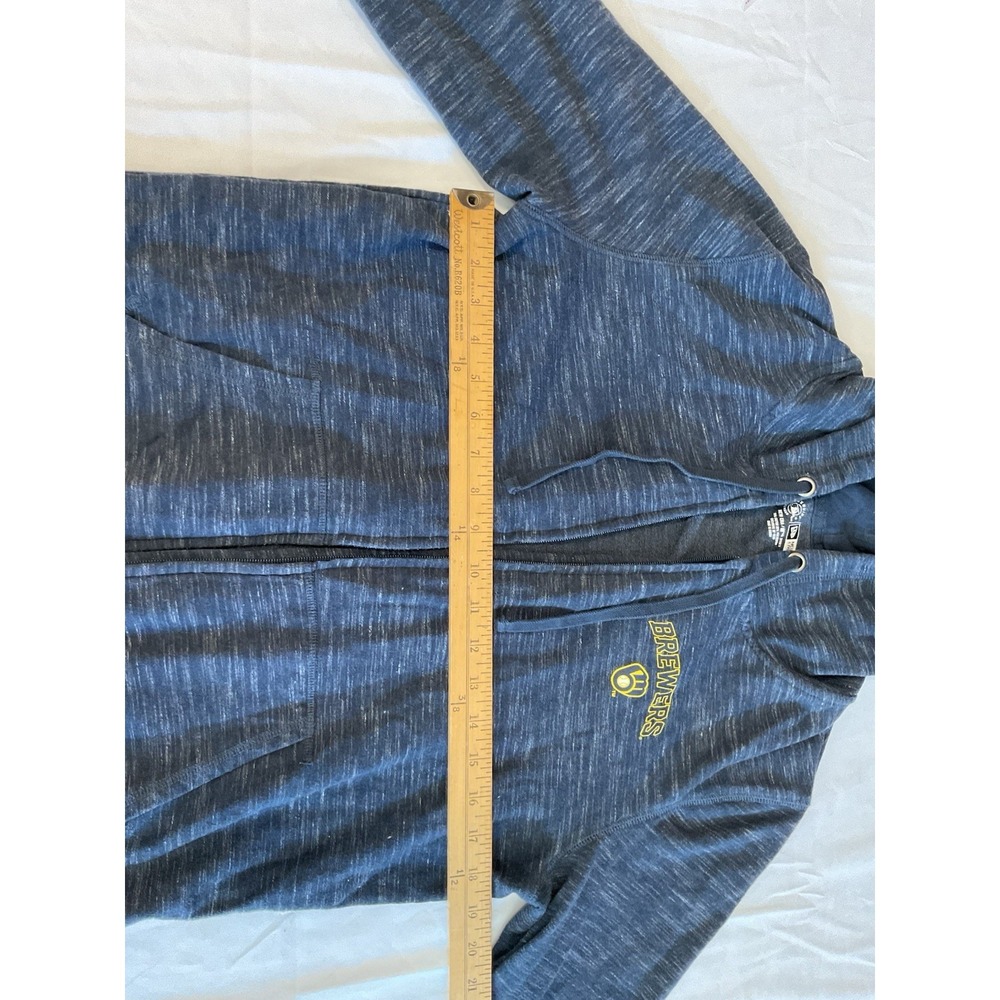 New Era Women's Dark Blue Navy Milwaukee Brewers Baseball Zip Hoodie L‎ - Picture 8 of 13